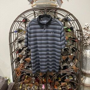 Under Armour Heat Gear Men's Polo Shirt - Black and Gray Stripes